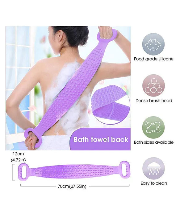 Silicone Back Scrubber with Handles – Exfoliating Body Brush for Shower