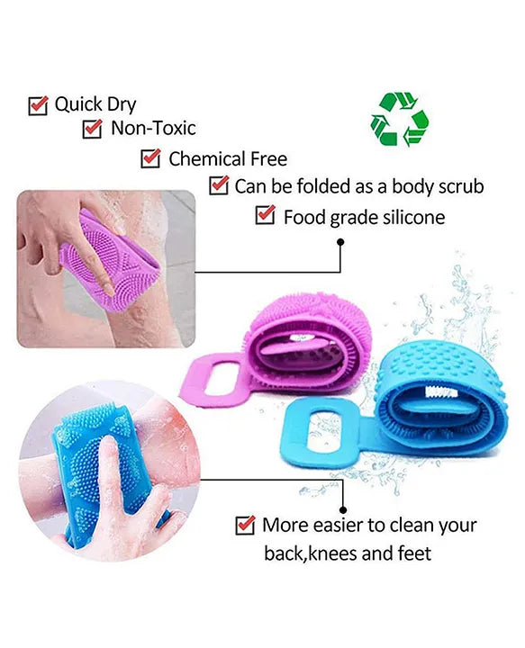 Silicone Back Scrubber with Handles – Exfoliating Body Brush for Shower
